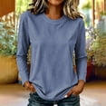 thumbnail image 3 of Otvok Womens Loose Pocket Daily Tee Vertical Stripe Crew Neck Long Sleeve Striped Casual Tunic Top, 3 of 7