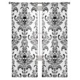 thumbnail image 7 of Sheer Curtains 84 inches Long, Halloween Scary Skull Classic Damask Pattern White Light Filtering Sheer Window Curtains Rod Pocket Voile Drapes for Bedroom Living Room, 52"W x 84"L 2 Panels, 7 of 7