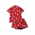 thumbnail image 6 of Women's Christmas Pajamas 2Pacs Christmas Elements Pink Womens Pj Sets Casual Short Sleeve Sleepwear Xmas Graphic Pjs Shorts with Pockets, 6 of 7
