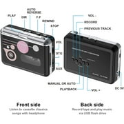 Digitnow Portable Cassette Player, Converter Recorder Convert Tapes to Digital MP3 Save into USB Flash Drive/ No PC Required ,Black