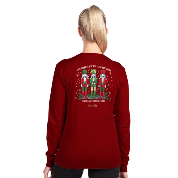 Blessed Girl Womens Long Sleeve T-Shirt Nutcracker, True Red, SM