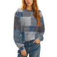 thumbnail image 5 of AJHSAKLt Sweatshirt for Women Graphic Crewneck Tops Loose Fitting Pullover Printed Long Sleeved Versatile Casual Sweater Essentials Hoodie Blue, 5 of 9