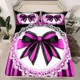 thumbnail image 1 of Erosebridal Purple Bow Tie Fitted Sheet Full, Abstract Geomrtry Bedding Set Full Size, Princess Style Decor（No Top Sheet）, 1 of 6