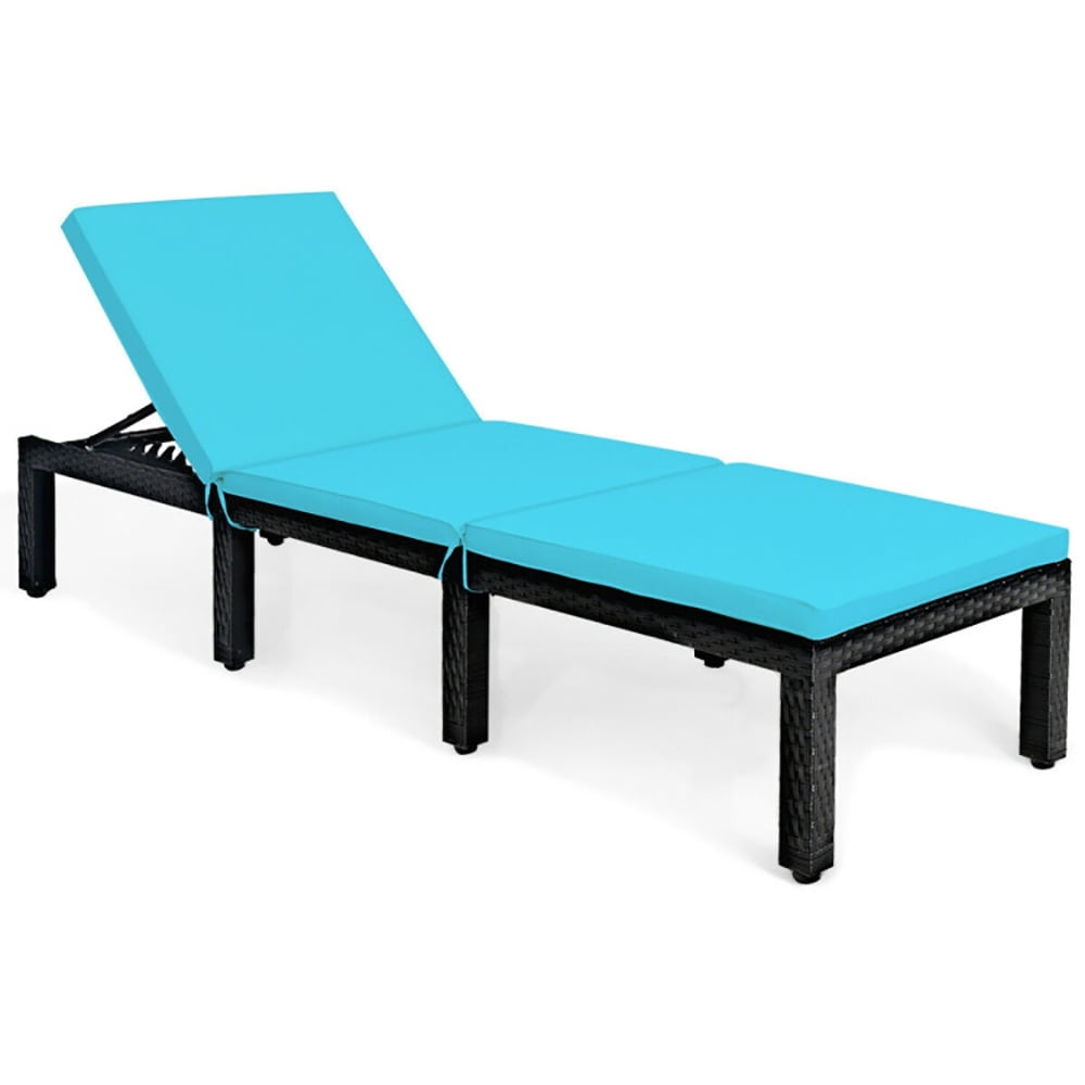 Aimee Lii Patio Rattan Lounge Chair Chaise Couch Cushioned Height Adjustable, Outdoor Chairs, Patio Loungers, Blue Aimee Lii Patio Rattan Lounge Chair Chaise Couch Cushioned Height Adjustable, Outdoor Chairs, Patio Loungers, Blue