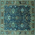 thumbnail image 1 of Ahgly Company Machine Washable Indoor Square Oriental Turquoise Blue Industrial Area Rugs, 6' Square, 1 of 4