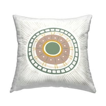 Stupell Industries Circular Green Medallion Pattern Square Decorative Printed Throw Pillow, 18 x 18,