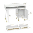thumbnail image 2 of Eumyviv Rattan Writing Desk, Classic Computer Desk with Drawers and Storage, Office Desk for Home Office Study Room,White D0006, 2 of 7