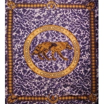 Celtic Wolf Tapestry Cotton Bedspread 108" x 88" Full-Queen Purple