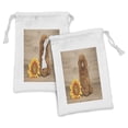 thumbnail image 1 of Poodle Fabric Pouch Set of 2, Sunflower and Dog on a Wooden Background, Small Drawstring Bag for Toiletries Masks and Favors, 9" x 6", Pale Brown Marigold, by Ambesonne, 1 of 2