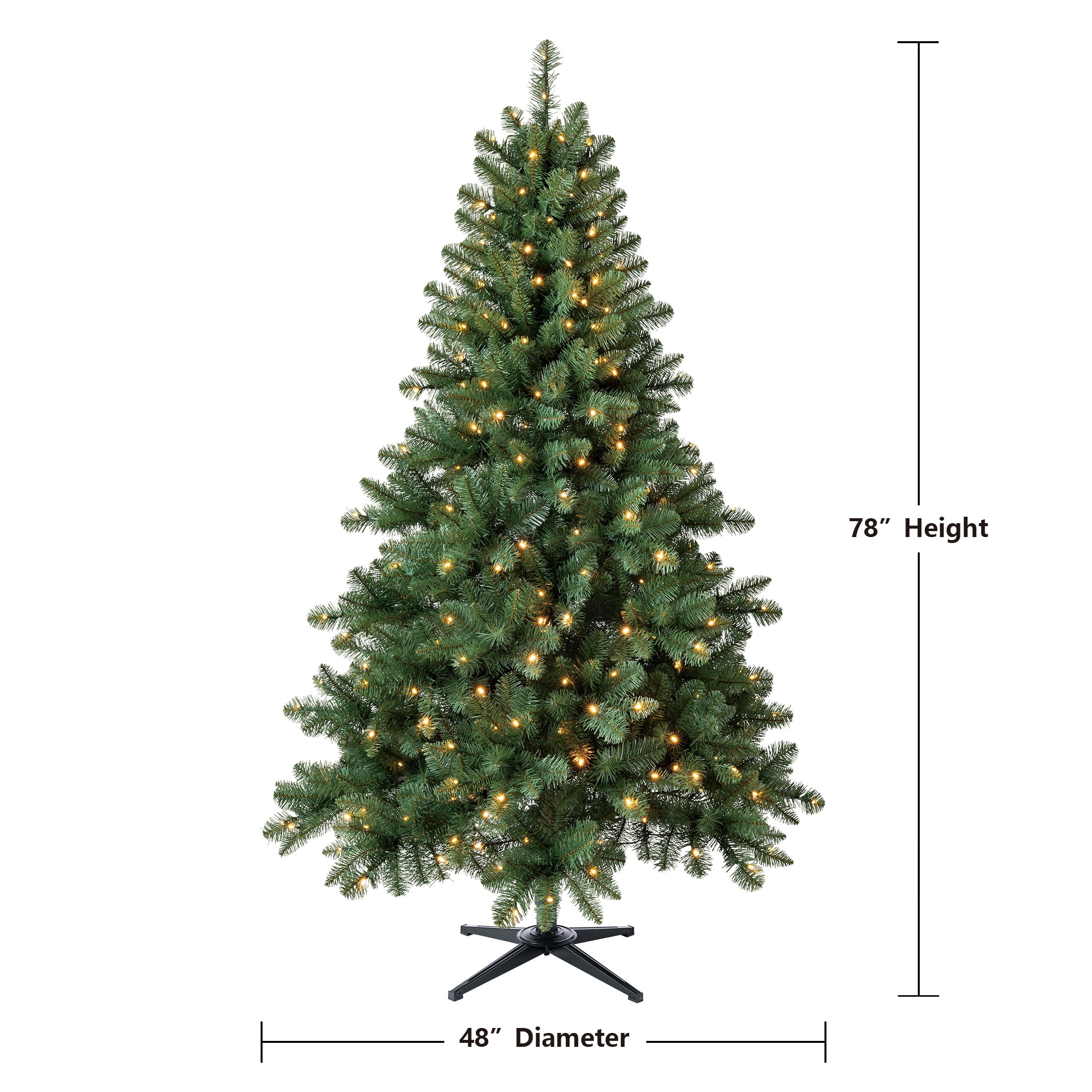 6.5' Pre-Lit Windham Spruce Green Artificial Christmas Tree with Warm White LED Lights, by Holiday Time