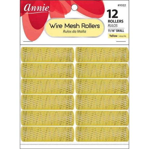 Annie 11/16" Wire Mesh Yellow Hair Rollers - 12 Pcs.