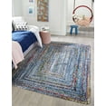 thumbnail image 1 of Unique Loom Tressé Chindi Collection Casual Moderne Bleu/bleu Foncé Zone Tapis (5' 0 x 8' 0), 1 of 1
