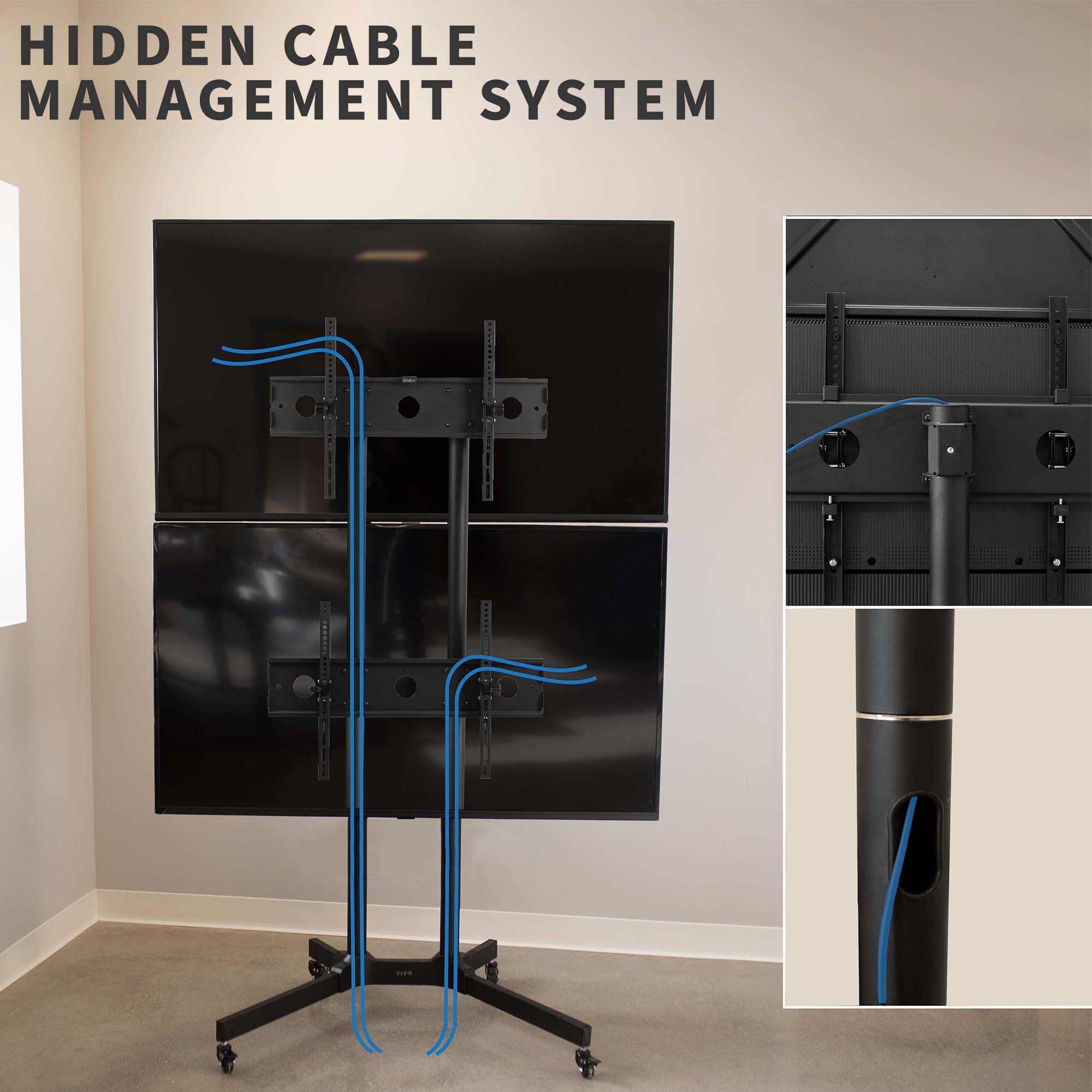 VIVO Dual TV Cart Mount for LCD LED Plasma Flat Panel | Fits 32" to 65" Screens