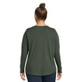 thumbnail image 4 of Terra & Sky Women's Plus Size Long Sleeve V-Neck T-Shirt, 2-Pack, 4 of 5