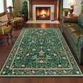 thumbnail image 1 of Alfombra Morebes, 152 x 213 cm, color verde, diseño floral, diseño vintage, antideslizante, 1 of 8