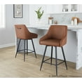 thumbnail image 3 of Hannah 26" Fixed-Height Counter Stool Set of 2 with Backs, Counter Height Chairs, Counter Height Stools Swivel, Swivel Counter Stools For Kitchen Island (Camel Faux Leather), 3 of 6