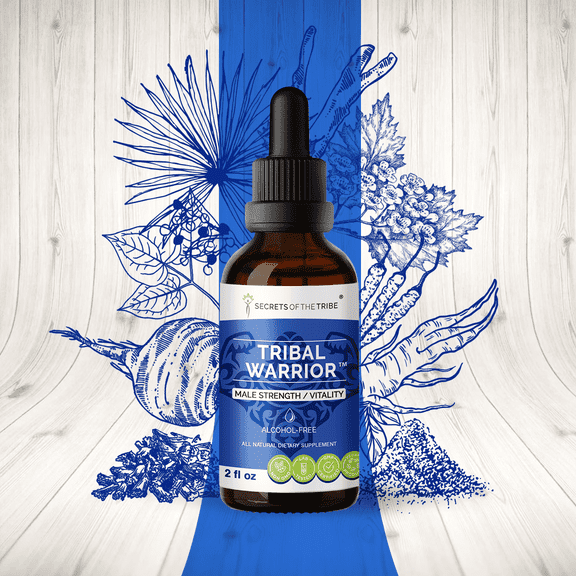 Secrets Of The Tribe Tribal Warrior Blend Tincture Dietary Supplement, Natural Extract, Made from Pine Pollen, Maca, Korean Red Ginseng, Barrenwort, Ashwagandha, Hawthorn, Saw Palmetto, Linden 2 oz