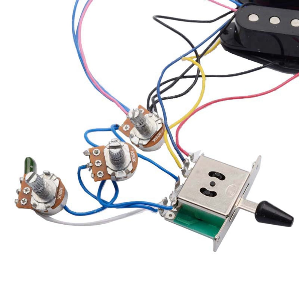 2Pcs Electric Guitar Pickup Wiring Harness Prewired 5-Way Switch Sss Pickup for Electric Guitar - Black & White