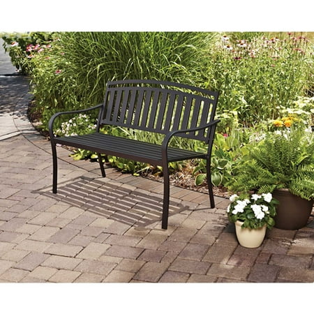 Mainstays Slat Garden Bench, Black Image 1 of 4