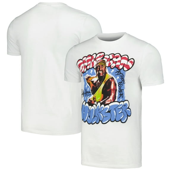 Men's Ripple Junction  White Hulk Hogan American Hulkster T-Shirt