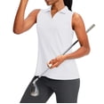 thumbnail image 2 of LEKODE Sleeveless Golf Shirts for Women Collared V Neck Tennis Tank Top Cooling Polo UPF 50+ Quick Dry Lightweight White L, 2 of 9