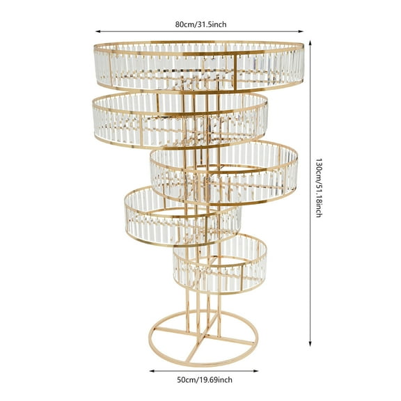 Elegant 5-Tier Gold Crystal Flower Stand for Weddings and Events