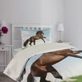 thumbnail image 4 of Ambesonne Nature Quilted Coverlet 2 Pcs, Horse Pacing on Grass, Twin Size, Blue Green Brown, 4 of 5