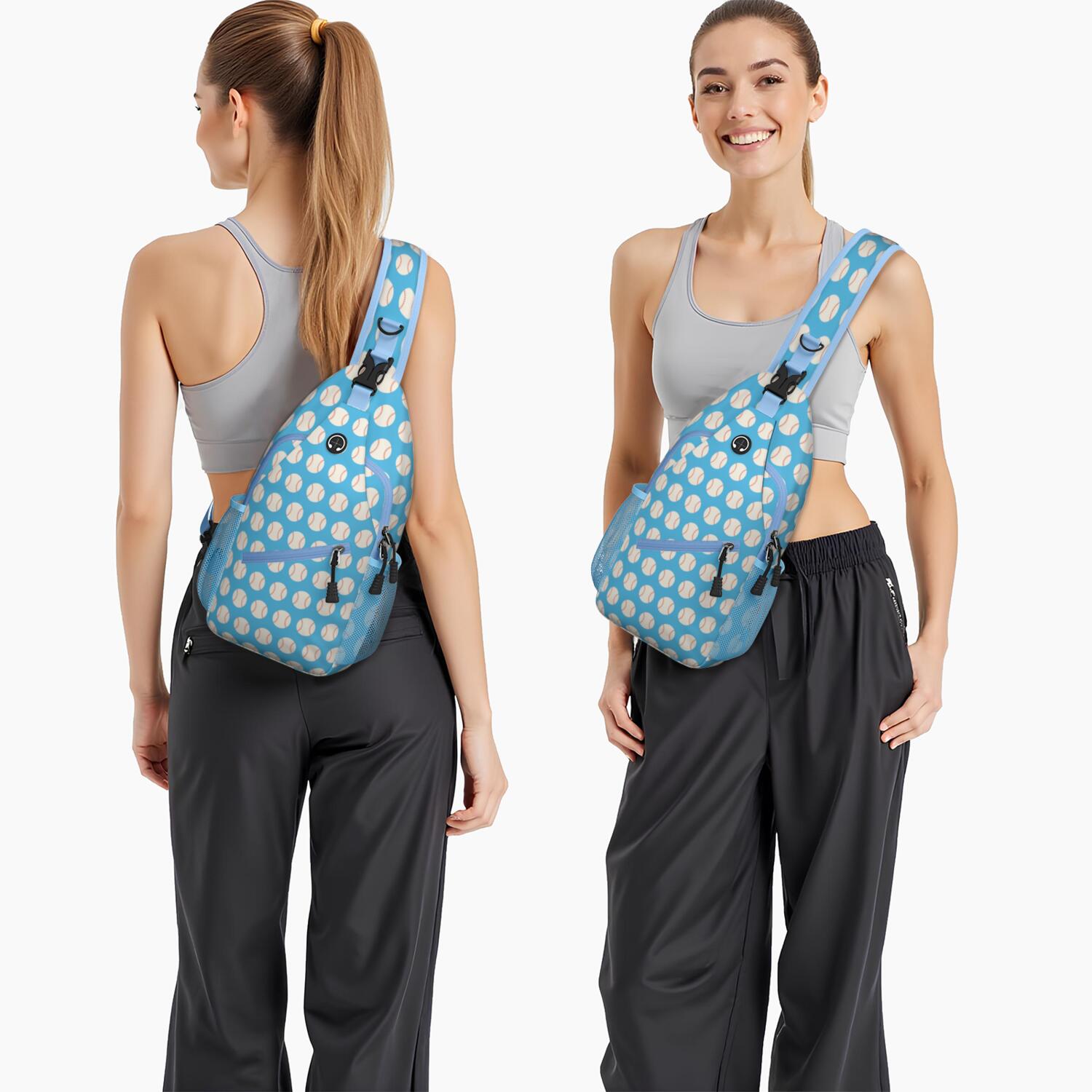 Teen Sports Sling Bag Shoulder Backpack with Softball Print, Mesh Sides Perfect Gift for Boys, Young Players
