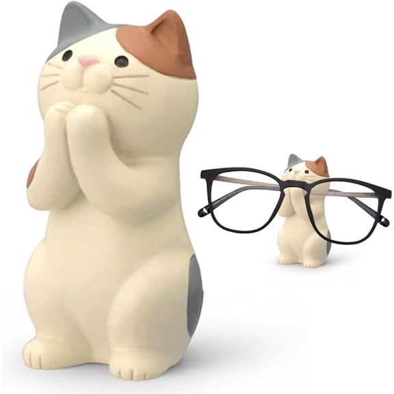 Resin Cat Glasses Holder – Nightstand Eyewear Stand, Fun Optical Accessory for Home Decor