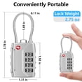thumbnail image 2 of Rirool 2 Pack TSA Approved Luggage Locks, 4 Digit Combination Travel Cable Locks with Resettable Code, Zinc Alloy Padlocks for Suitcase, Backpack, Gym Locker & Toolbox, Silver, 2 of 8