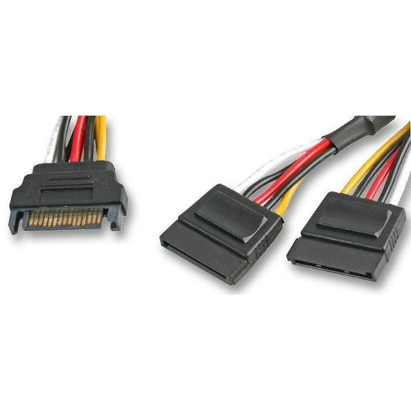 AKASA - 15 Pin SATA Male to 2x Female Power Splitter Lead, 30cm