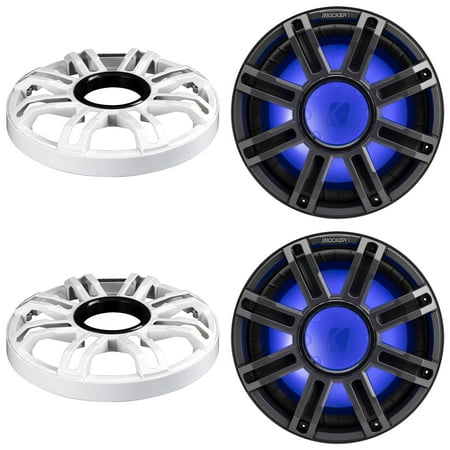 Kicker (2) 51MWE124 - MWF 12-Inch Premium Marine Subwoofer (For Enclosures) 4-ohm and 51MWG12W White Grill Bundle