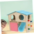 thumbnail image 6 of Natural Wood Pet Hamster House Slide Bell Ladder for Small Animals Hideout Toy Vill, 6 of 9