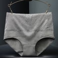 thumbnail image 2 of Women High Waist Cotton Jacquard Briefs Plus Size Female Solid Panties Breathable Underwear, 2 of 3