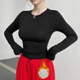 thumbnail image 2 of MIASHUI sous-Vêtements Thermiques Épais Doublés en Molleton Décontractés pour Femmes Col Rond Polyester Manches Longues Haut Chaud Couche de Base Noir,TTG, 2 of 8