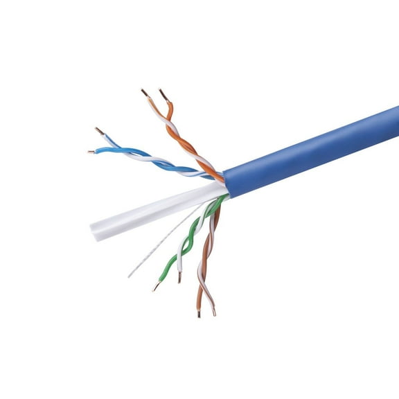Monoprice Cat6 Ethernet Bulk Cable - Network Internet Cord - Solid, 500Mhz, UTP, CMR, Riser Rated,  Pure Bare Copper Wire, 23AWG, 250ft, Blue