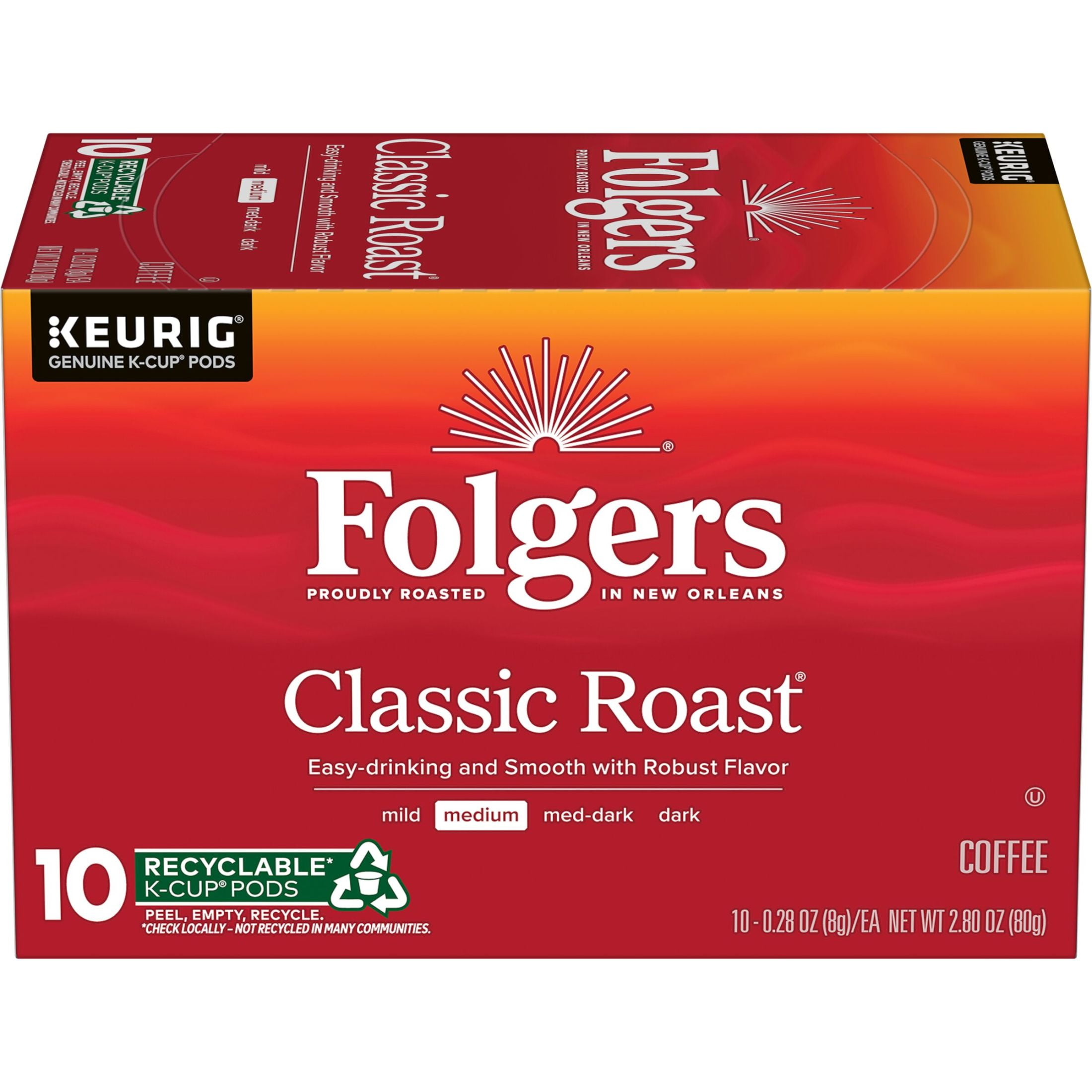 (6 pack) Folgers Classic Roast Medium Roast Coffee, Keurig K Cup Pods, Limited Edition Design for America’s 250th Anniversary, 10 Count Box