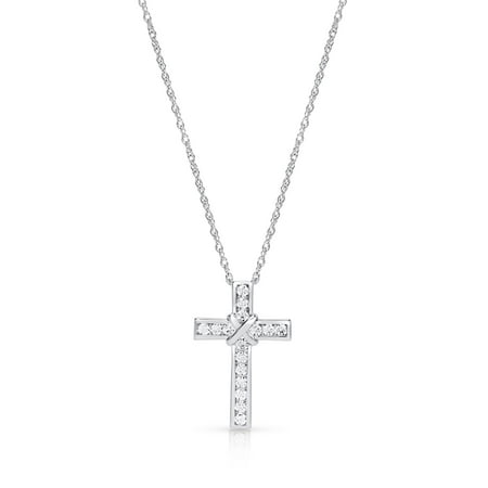 - Sterling Silver Cubic Zirconia Cross Pendant Necklace made with Zirconia from Swarovski