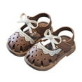 thumbnail image 5 of Toddler Girls Bow Sandals Summer Vintage Closed Toe Princess Dress Flat First Walking Shoes For Baby Kids, 5 of 6