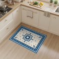 thumbnail image 2 of ODIKA 3'x5' Blue Cream Geometric Floral Design Washable Throw Rug Elegant Medallion with Intricate Borders Stain Resistant, Low Profile, Non-Slip for Entryway, Kitchen, Mudroom, 2 of 7