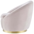 thumbnail image 4 of Armchair Swivel Accent Chair, Pink Gold, Velvet, Modern Contemporary, Living Lounge Cafe Room Hotel Lobby Hospitality, 4 of 7