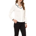 thumbnail image 4 of INSPIRE CHIC Women's Contrast Color Long Sleeve Work Office Blouse White XS, 4 of 5