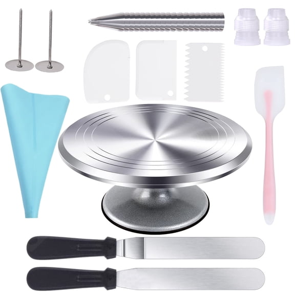 Uten 33 Pcs Cake Turntable Set, Baking Tools with Revolving 12" Cake Stand for Decorating, Cake Serve Cake Decorating Kit Supplies