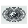 thumbnail image 1 of Ying Yang Cutting Board, Bohemian Style Tao in Floral Mandala Design Illustration, Decorative Tempered Glass Cutting and Serving Board, Large Size, Charcoal Grey White, by Ambesonne, 1 of 1