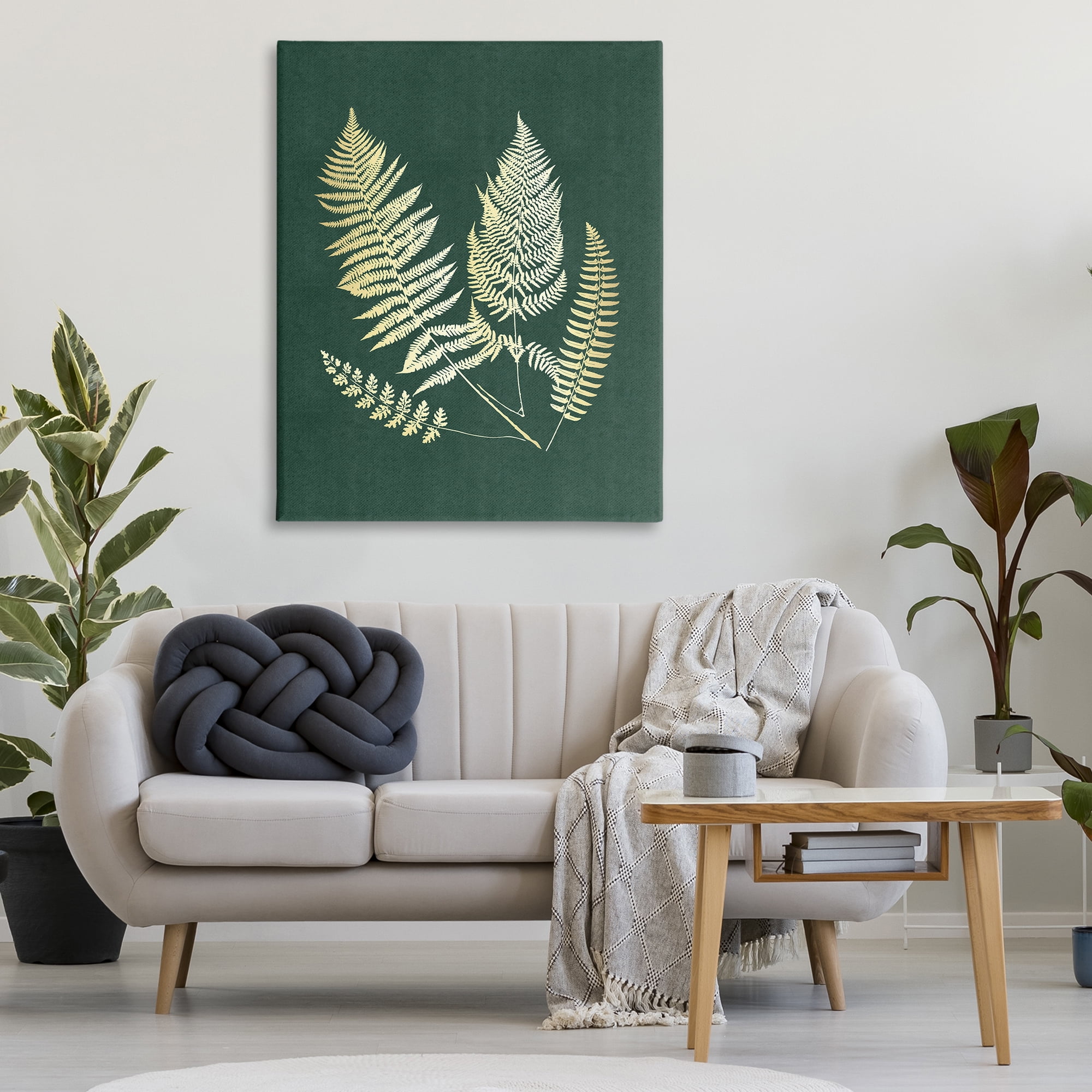 Stupell Industries Gilded Fern Sprigs Plants & Flowers Painting Wrapped Canvas Art Print Wall Art, 36 x 48