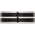 thumbnail image 3 of Stainless Steel Polished Double Row Black Carbon Fiber Inlay 8mm Band (Size 9.5) Made In China sr336-9.5, 3 of 5