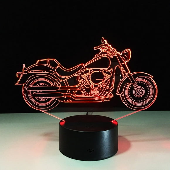 Lámpara 3D con efecto visual, interruptor táctil, cambio de color, luz nocturna (motocicleta)