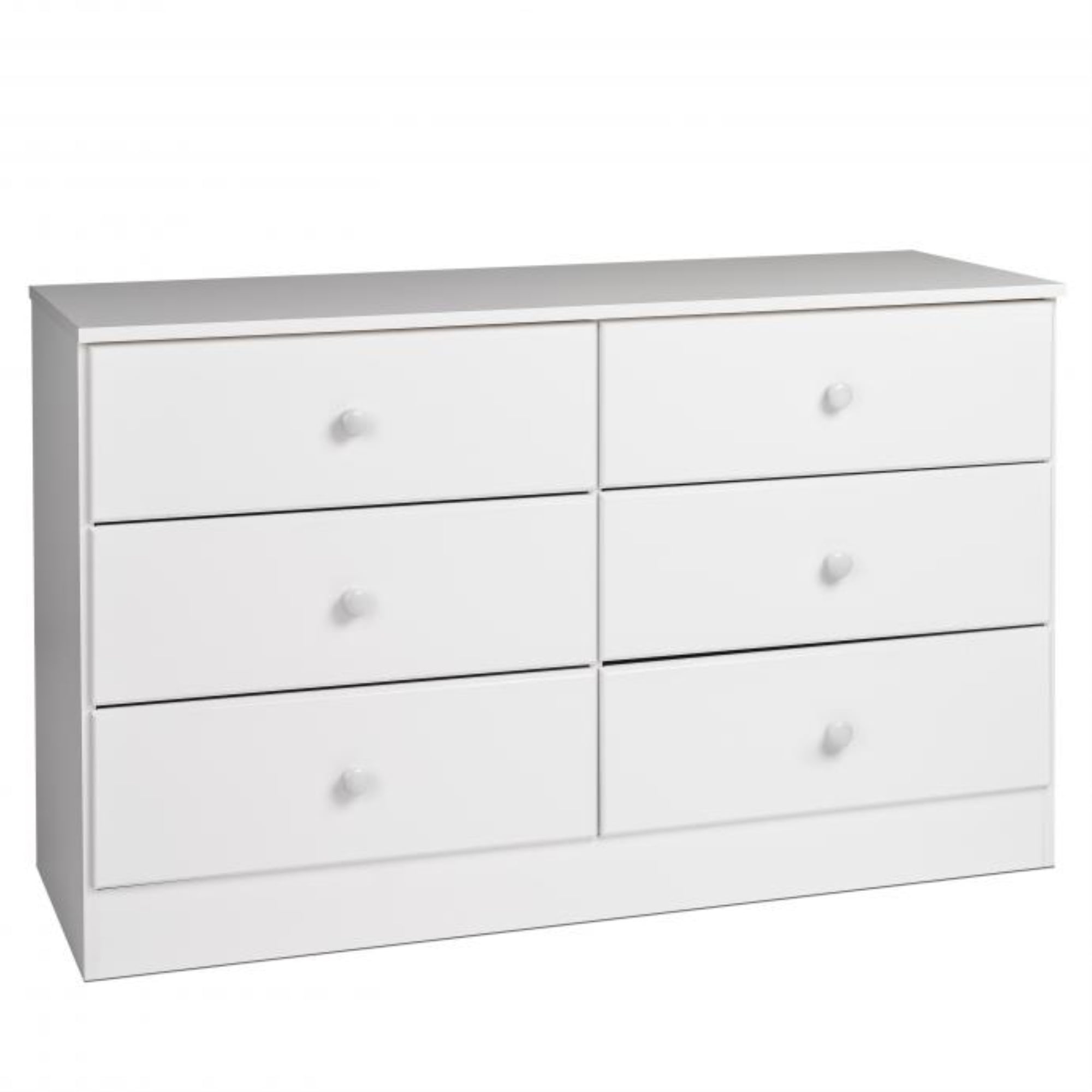 White Double Dresser with Extra Deep Drawers and Roller Glides
