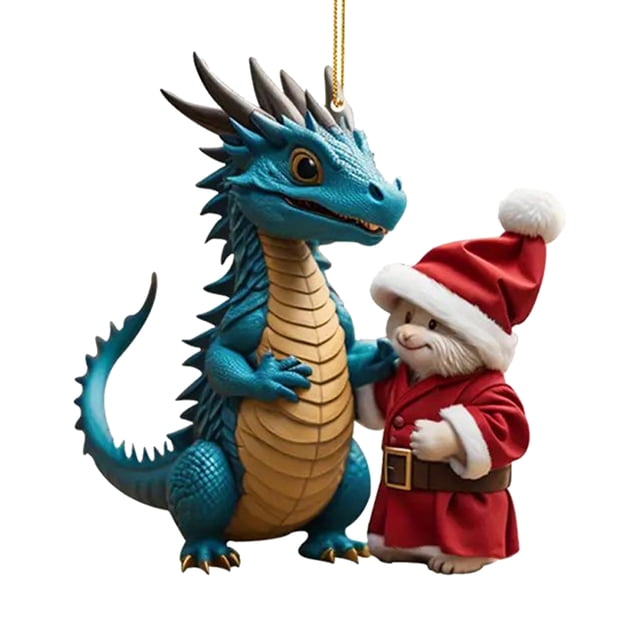 Decoraciones navideñas de drago acrílico, colgantes de dragón bebé para chimenea de coche