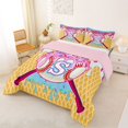 thumbnail image 2 of Erosebridal Ice Cream Baseball Print Queen Comforter Set 3pcs For Kids,Boys Sport Theme Personalized Initial S Bedding Comforter Set,Pink Reversible, 2 of 6